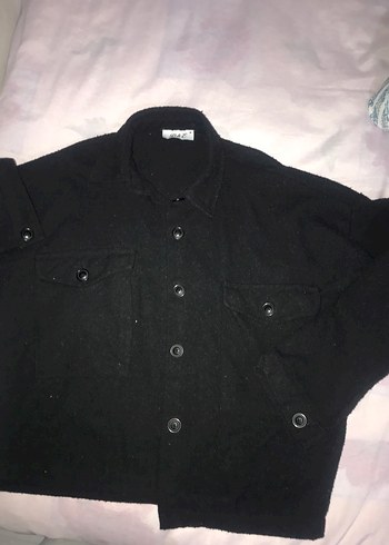 Düğmeli Siyah Kadın Keten Gömlek - Görsel 2