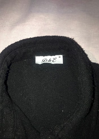 Düğmeli Siyah Kadın Keten Gömlek - Görsel 3