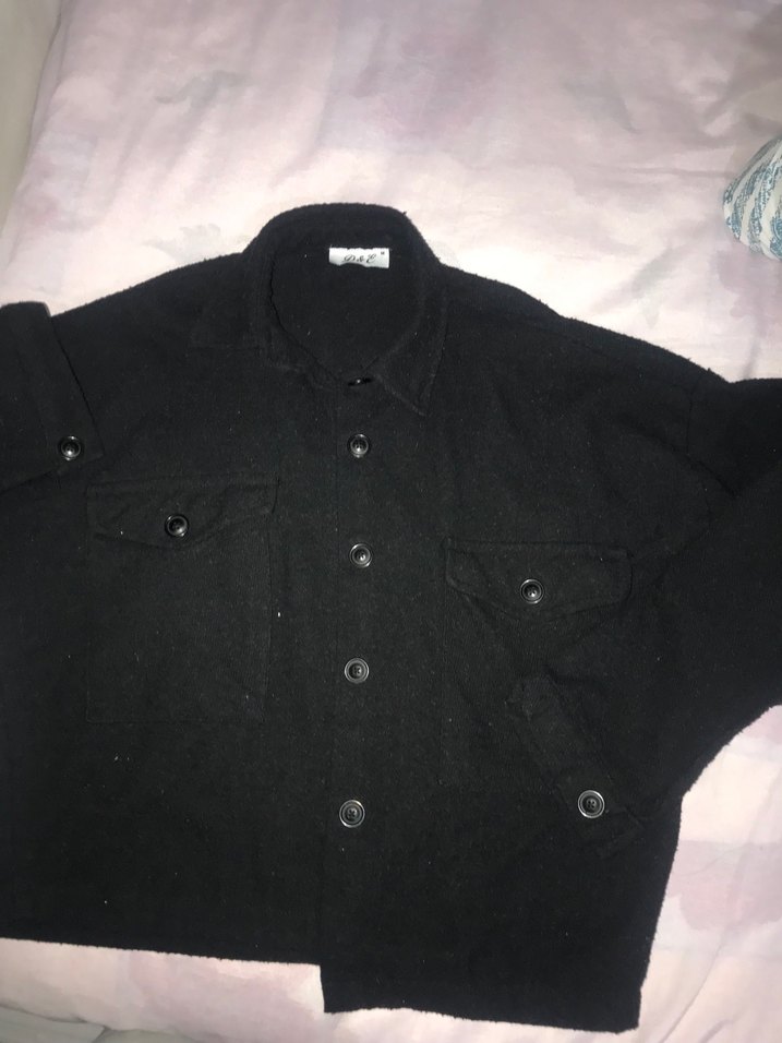 Düğmeli Siyah Kadın Keten Gömlek - Görsel 2