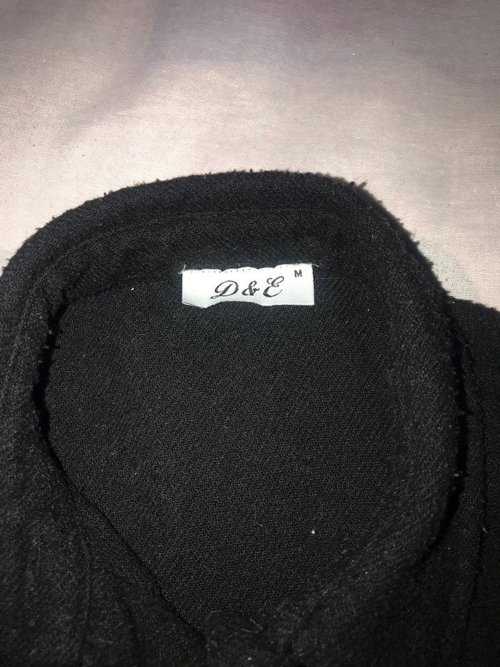 Düğmeli Siyah Kadın Keten Gömlek - Görsel 3