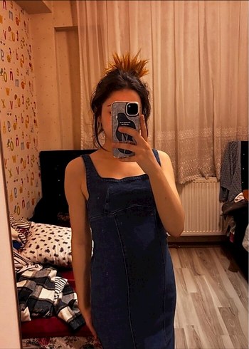 Kadın Lacivert Kot Uzun Elbise - Görsel 6