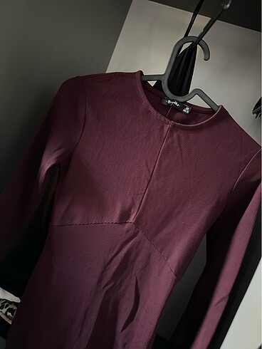 xs Beden bordo Renk Bershka bordo elbise