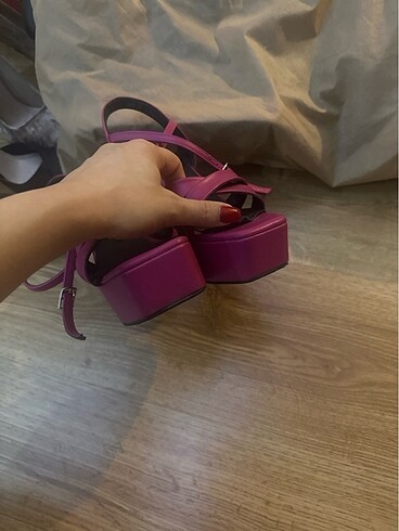 Pembe platform topuklu - Görsel 8