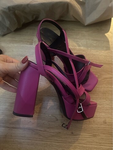 Pembe platform topuklu - Görsel 9