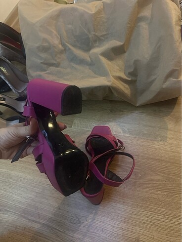 Pembe platform topuklu - Görsel 7