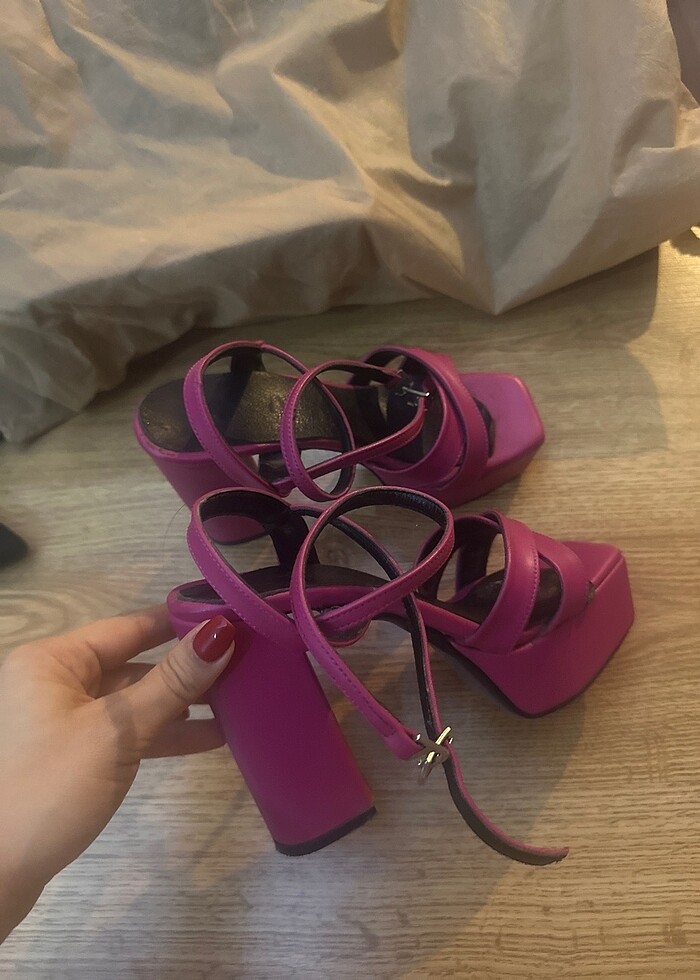 Pembe platform topuklu - Görsel 2
