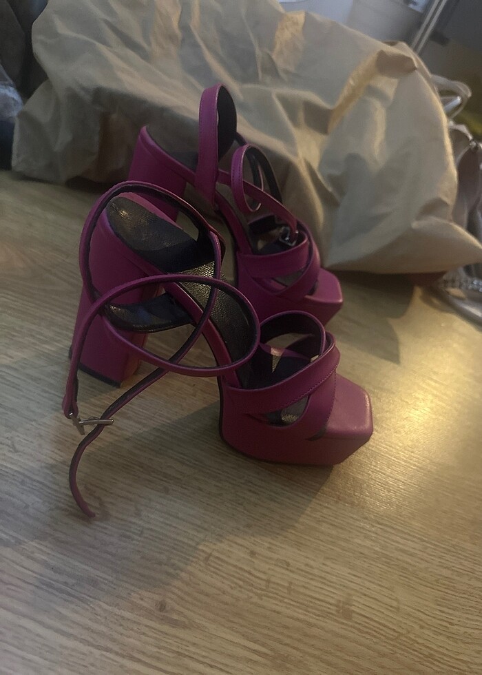 Pembe platform topuklu - Görsel 3
