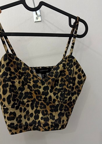 Atmosphere Leopar Desenli İnce Askili Crop Top