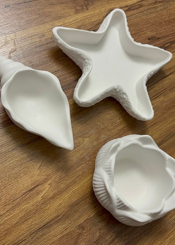 Bohem Tarzı Beyaz Seramik Deniz Kabukları Seti - Görsel 2