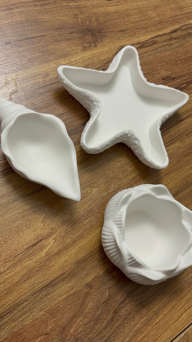 Bohem Tarzı Beyaz Seramik Deniz Kabukları Seti - Görsel 2