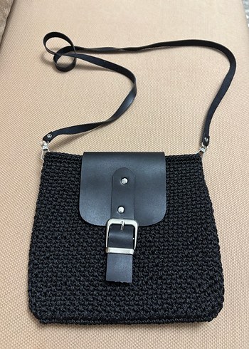 Deri kapaklı,Kilit Tokalı Örgü Kadın Çapraz Çanta - Görsel 3