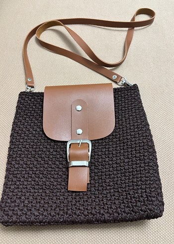Deri kapaklı,Kilit Tokalı Örgü Kadın Çapraz Çanta - Görsel 2