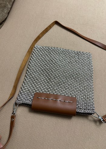 Deri kapaklı,Kilit Tokalı Örgü Kadın Çapraz Çanta - Görsel 5