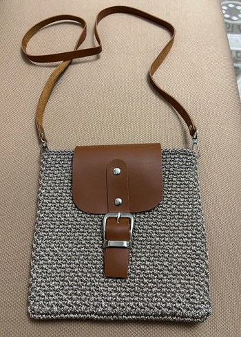 Deri kapaklı,Kilit Tokalı Örgü Kadın Çapraz Çanta - Görsel 4