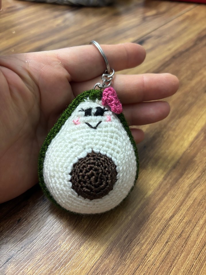 Renkli Örgü Avokado Anahtarlık - Görsel 2
