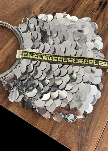 Gri Payetli Metal Bohem Çanta pullu çanta - Görsel 6