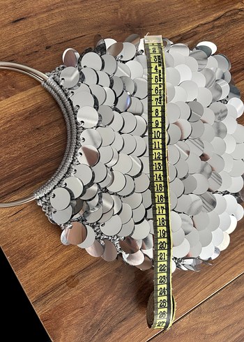 Gri Payetli Metal Bohem Çanta pullu çanta - Görsel 7