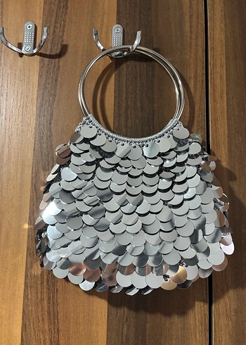 Gri Payetli Metal Bohem Çanta pullu çanta - Görsel 2