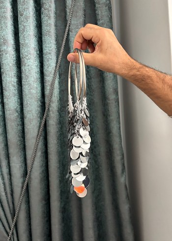 Gri Payetli Metal Bohem Çanta pullu çanta - Görsel 4