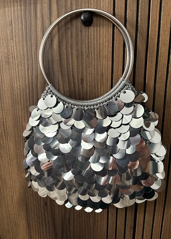 Gri Payetli Metal Bohem Çanta pullu çanta - Görsel 5