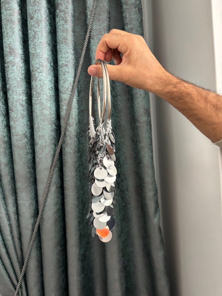 Gri Payetli Metal Bohem Çanta pullu çanta - Görsel 4