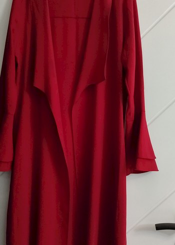 Uzun Kollu Parlak Kırmızı Kadın kap ceket - Görsel 2