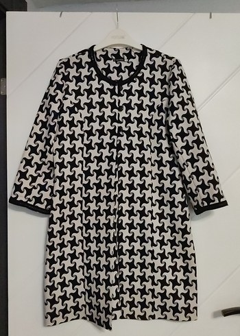 Düğmeli Gri Desenli Uzun Kollu Triko Elbise - Görsel 4