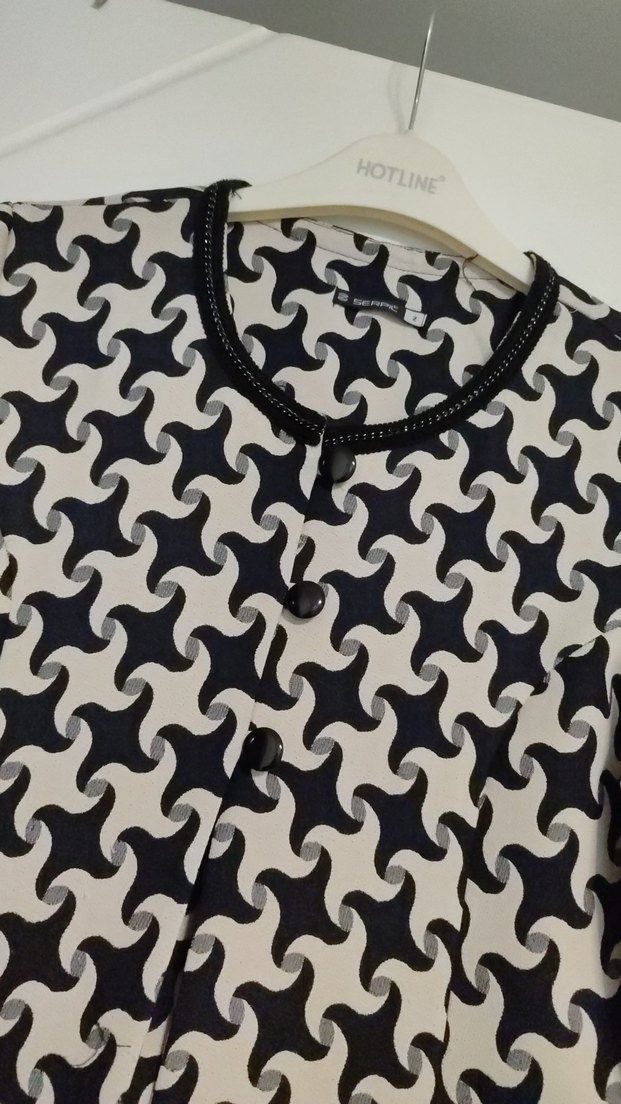 Düğmeli Gri Desenli Uzun Kollu Triko Elbise - Görsel 3