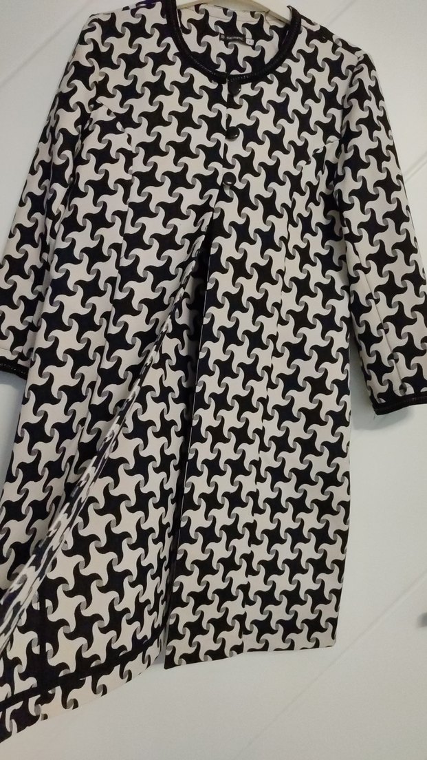 Düğmeli Gri Desenli Uzun Kollu Triko Elbise - Görsel 2