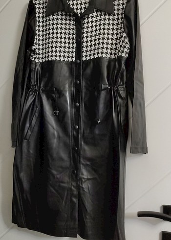 Düğmeli Siyah Deri Kadın Ceket - Görsel 2