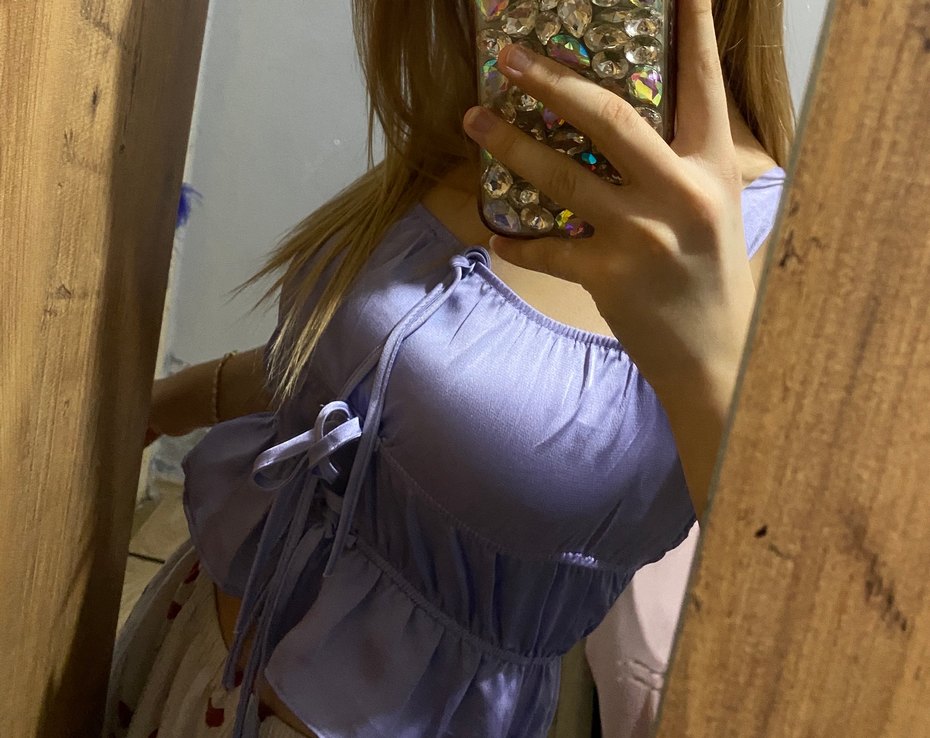 Mor İp Askılı Düğmeli Kadın Bluz - Görsel 3