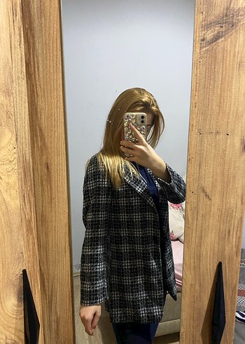 Gri Ekose Kadın Blazer Ceket - Görsel 2