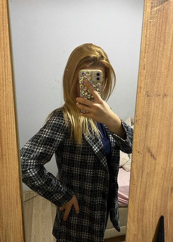 Gri Ekose Kadın Blazer Ceket - Görsel 3