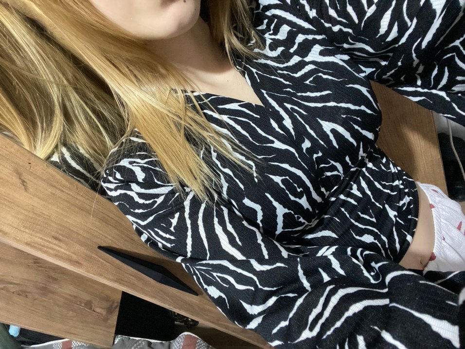 Zebra Desenli Transparan Uzun Kollu Bluz - Görsel 3