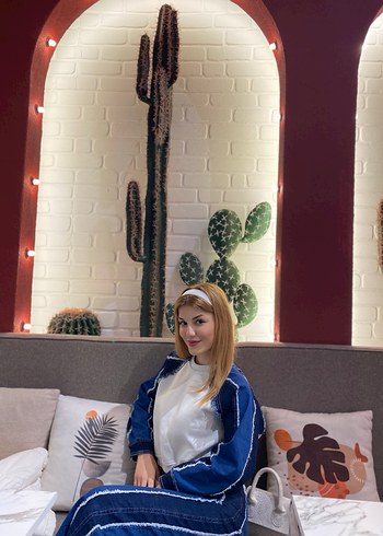 Mavi Bağlama Desenli Mini Denim Takım - Görsel 2