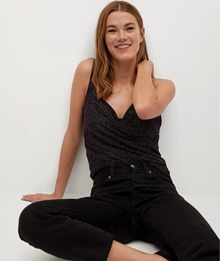 Parlak Gri Mini V Yaka Strappy Bustiyer - Görsel 3