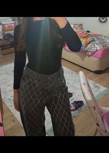 Taşlı baggy jean - Görsel 4