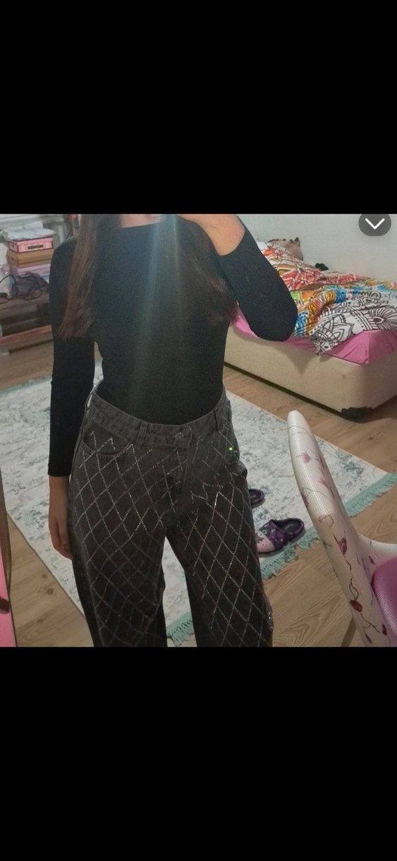 Taşlı baggy jean - Görsel 4