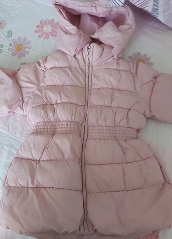 Pembe kız çocuk şişme mont kapişonlu