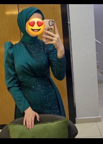 Zümrüt Yeşil Tesettür Abiye Elbise- Nişanlık - Görsel 6