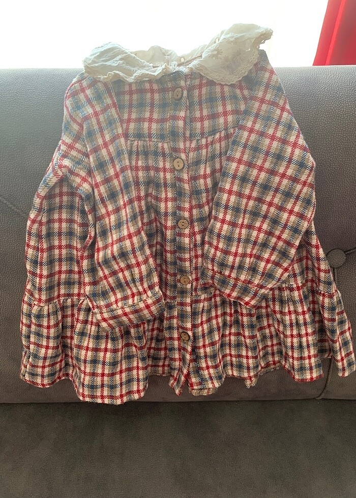 Bebek ekose elbise - Görsel 2