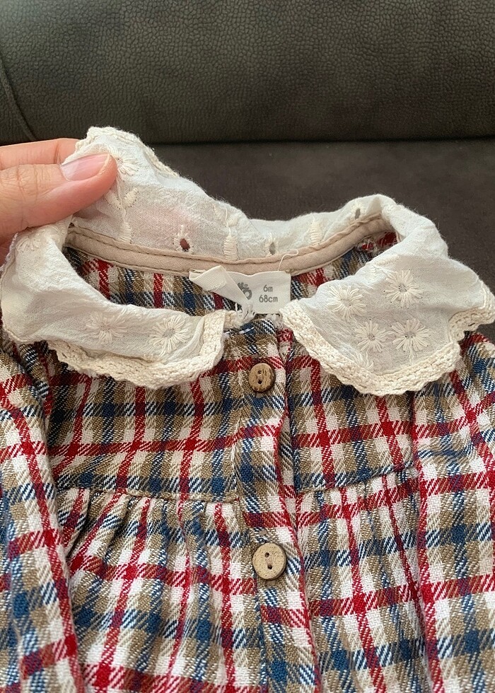 Bebek ekose elbise - Görsel 4