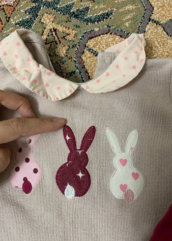 Burgundy Pantolonlu Nakışlı Uzun Kollu Bebek Takımı - Görsel 2