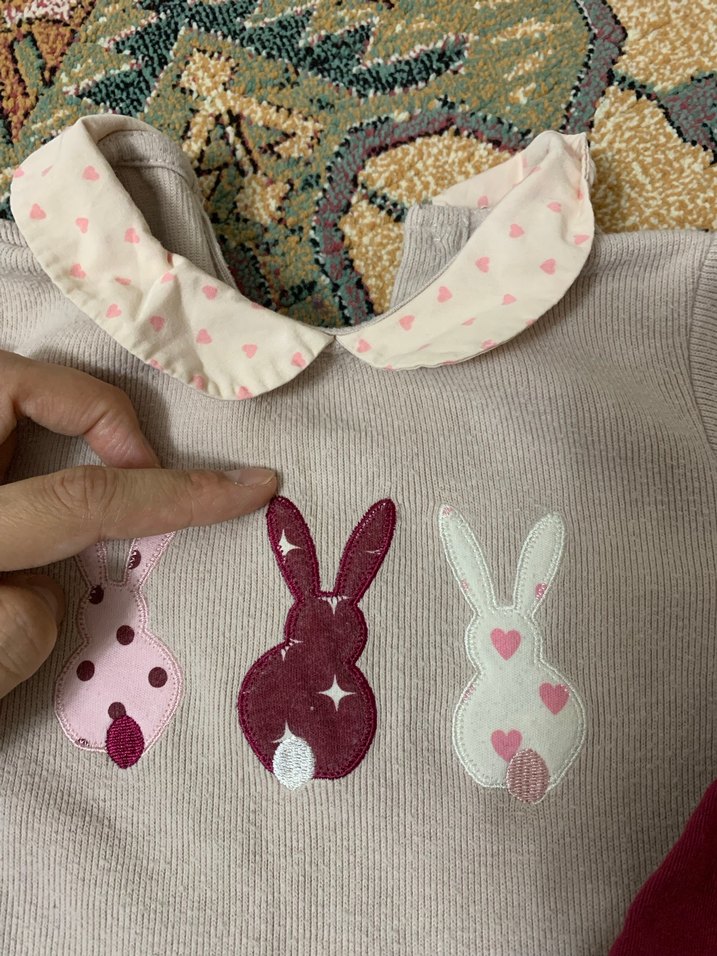 Burgundy Pantolonlu Nakışlı Uzun Kollu Bebek Takımı - Görsel 2