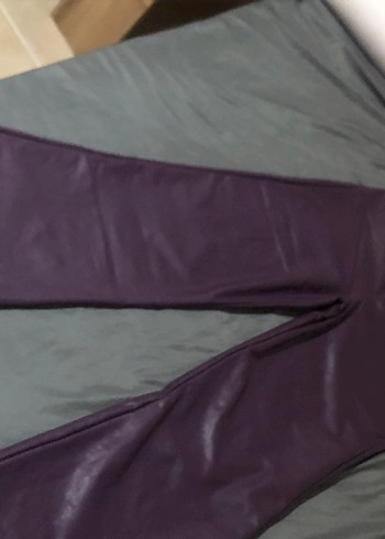 Mor Deri Kadın Biker Pantolon - Görsel 3