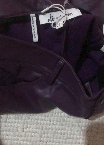 Mor Deri Kadın Biker Pantolon - Görsel 7