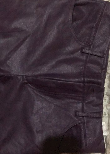 Mor Deri Kadın Biker Pantolon - Görsel 6