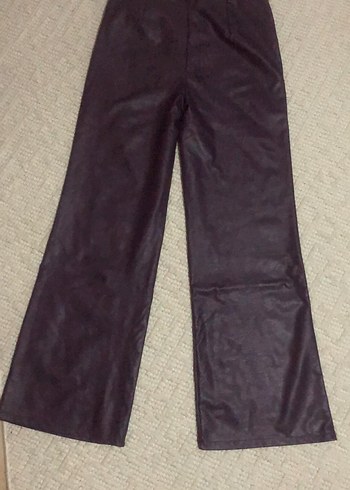 Mor Deri Kadın Biker Pantolon - Görsel 4