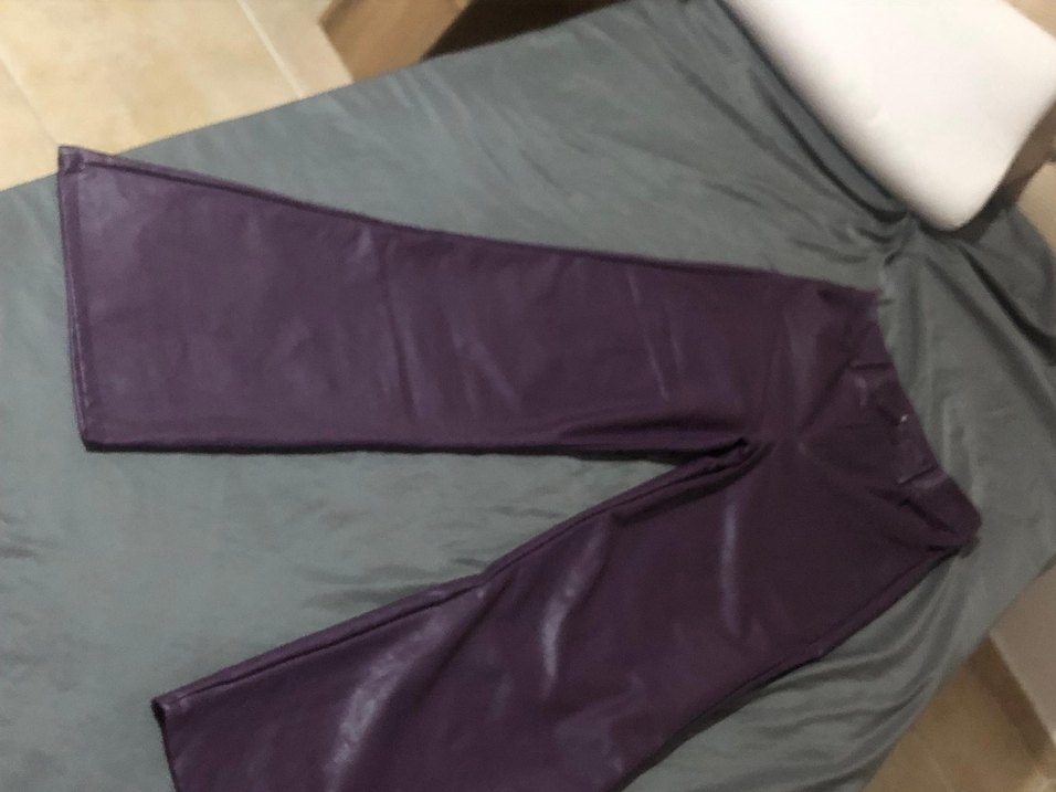 Mor Deri Kadın Biker Pantolon - Görsel 3