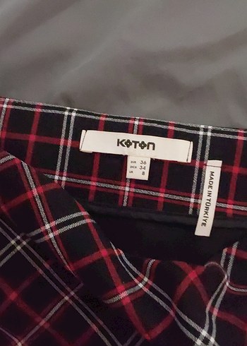 Kırmızı Ekose Pileli etek - Görsel 2